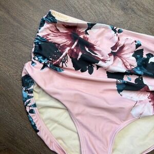 ALBION Pink‎ Floral High Waist Bikini Swimsuit Bottom Size Small Full Coverage